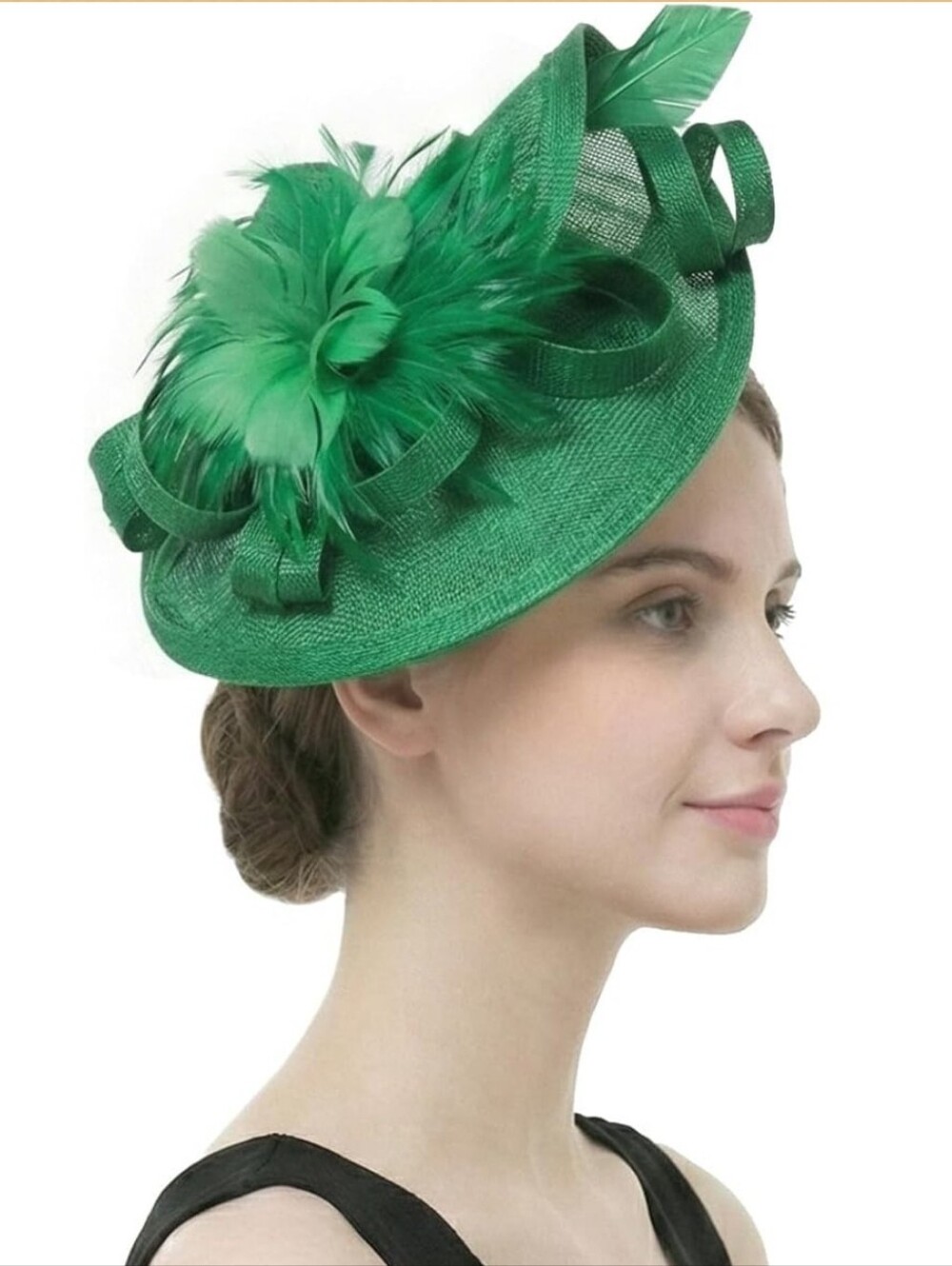 🎯DISCOUNTED🔴  OPEN BOX! Elegant Green Feathered Fascinator Hat